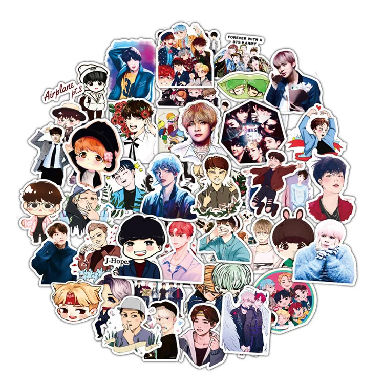 Wholesale V Jk Jimin Jin Rm Suga Jhope Waterproof Luggage Notebook Diary Cartoon Decorative Stickers Kpop Bangtan Boys Stickers Buy Fashion Decoration Sticker Diy Stickers V Jk Jimin Jin Rm Suga Jhope Bangtan