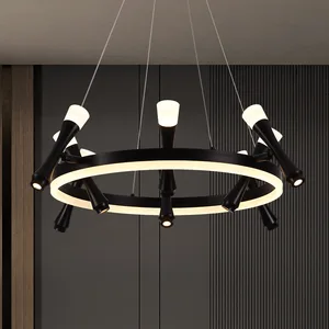 JACKSUN Nordic Restaurant LED Pendant Light Creative Linear Lamp Minimalist Restaurant Lighting Bedroom Ring Light Fixture