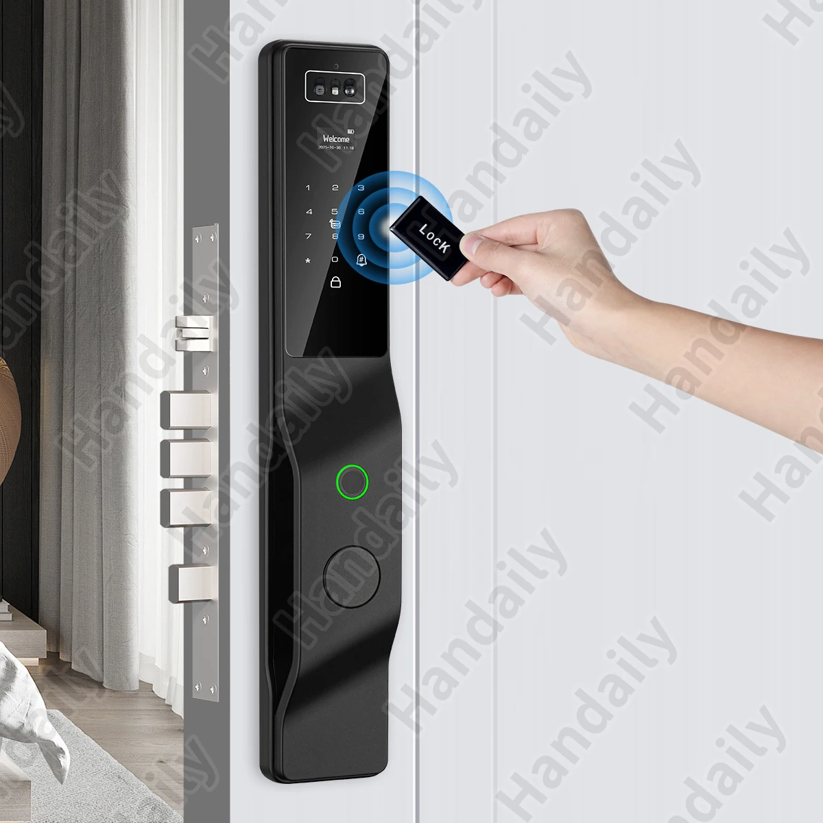HanDaily Palm Vein Tuya Wifi Door Lock 3D Biometric Face ID Video Monitoring Intercom Digital Electronic Locks for Front Door DDL9