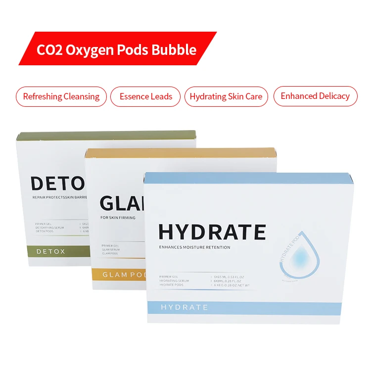 Facial Oxygenation Pod Glam Detox Hydrate Serum Gel Consumables Kits Skin Care Set Oxygen Revitalizing Bubble For Hydro facial