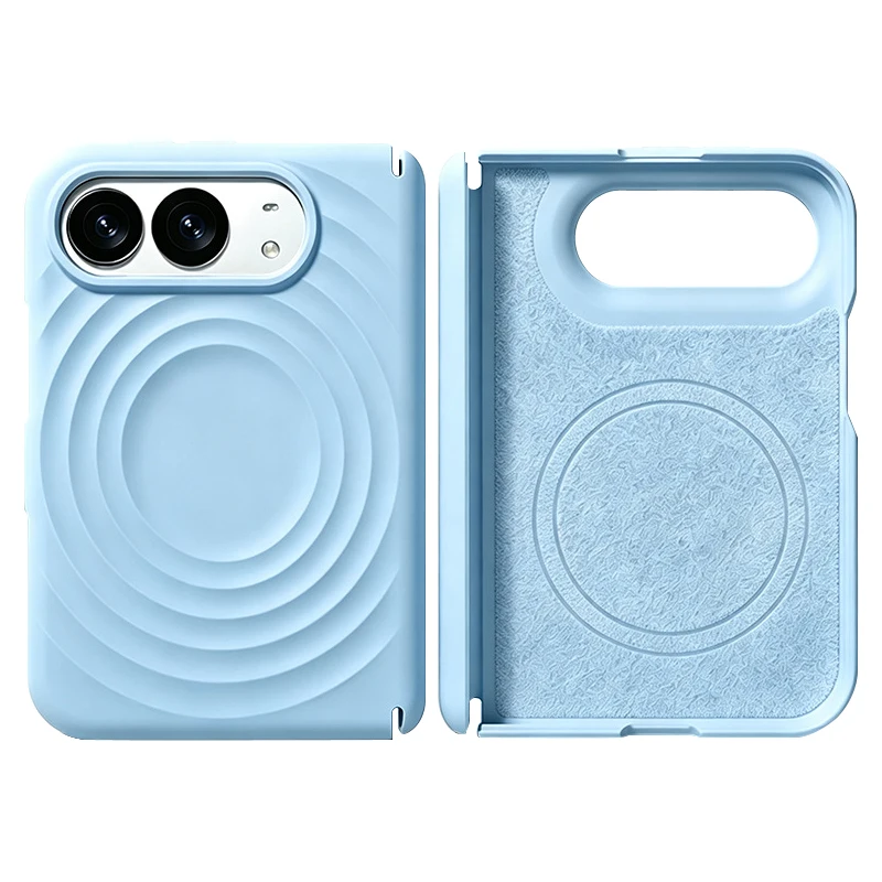 OEM Skin-Friendly Liquid Silicone Wave Magnetic Case with Dual Central Axis Shockproof Cover Foldable Cover for iPhone Duo