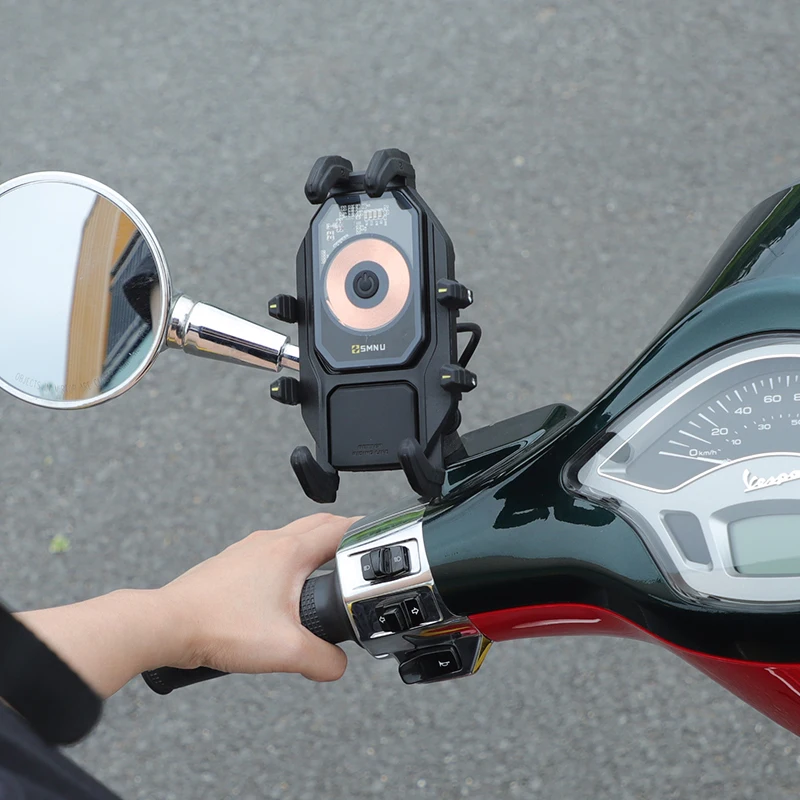 SMNU Factory Direct Sale Eco-friendly Arbitrary Regulation CNC Engraving Process Waterproof Motorcycle Mobile Phone Holder