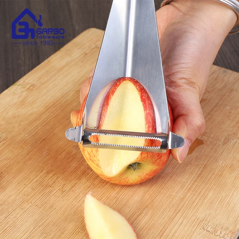Ручной holding яблоко среза 2 в 1 из нержавеющей стали для овощей и фруктов пилинг нож очистки