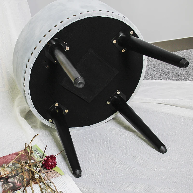 HStex Custom Furniture Bedroom Decor Round Velvet Chair Storage Ottoman Beauty Stool with Legs and Coffee Table