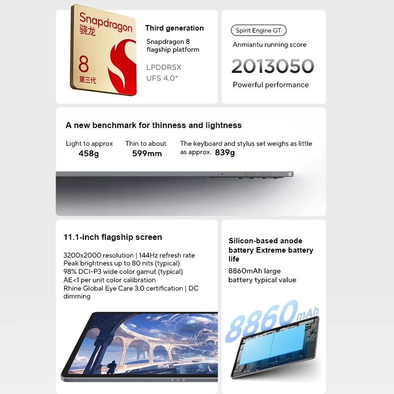 Lenovo Xiaoxin Pad Pro GT - 11.1'' Tablet with Snapdragon 8 Gen 3