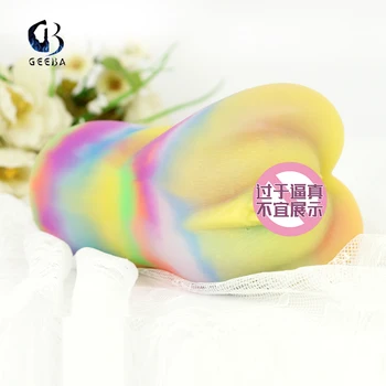GEEBA Glow In The Dark Dildo Liquid Silicone Male Torso Sex Toy Realistic Vagina Penis Massagers For Men Pocket Pussy Sex Toys