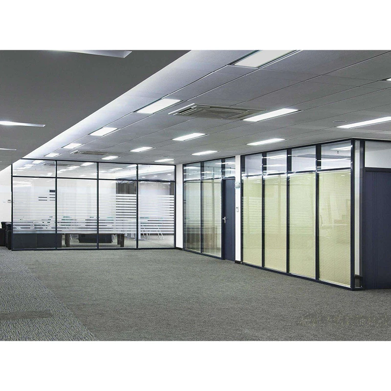 Panoramic Office Glass Partition Wall With Shutters and Doors Aluminum Sound Insulation for Office Furniture