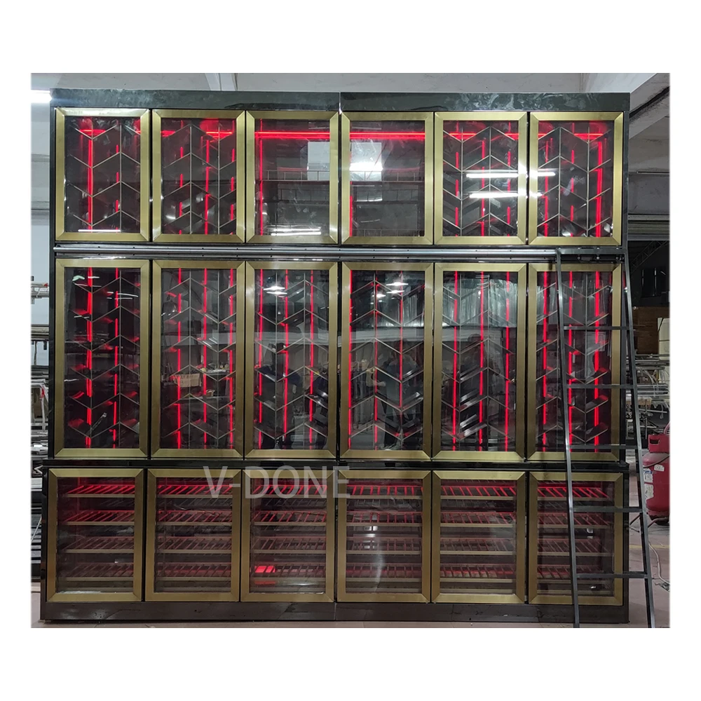 Constant Temperature Wine Cabinet with Lighting Effect Overall Electroplating Wine Display Rack Display Wine Stainless Steel Bar