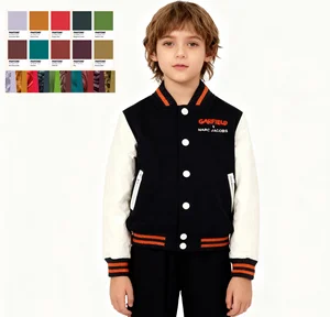 High Quality Fashion Embroidery Patchwork Custom Logo Bomber Baseball Jacket Kids Boy Letterman Jackets