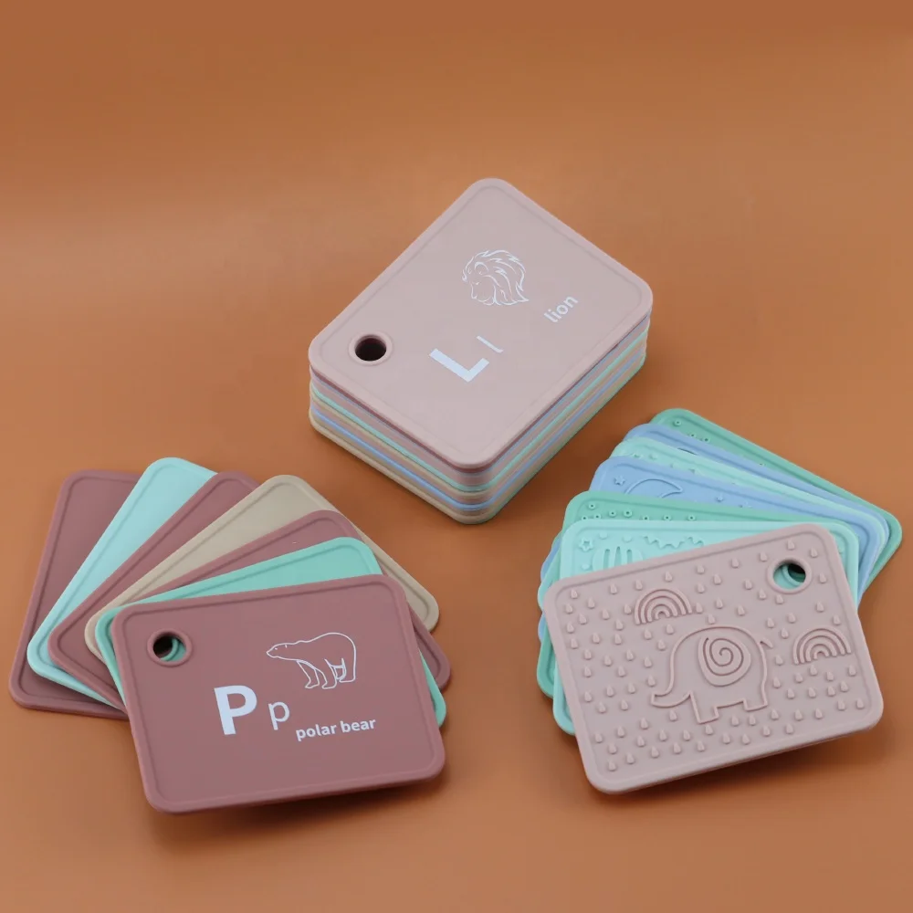 Washable Eco Friendly Reusable Alphabet Flash Cards Preschool Silicone Flashcards for Baby Educational Learning Alphabet Toys