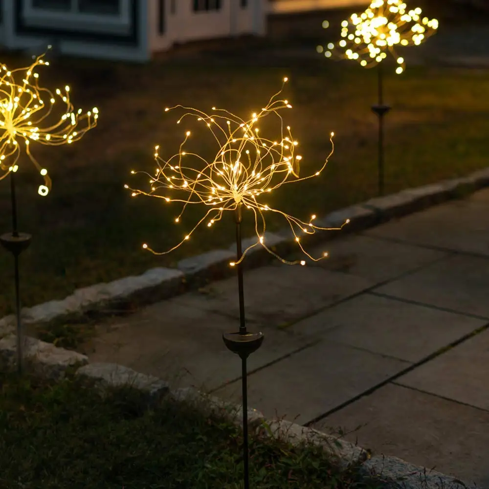 Solar outdoor LED fireworks lights 120LEDs string lights 8 modes garden pathway home party holiday Christmas decoration lighting