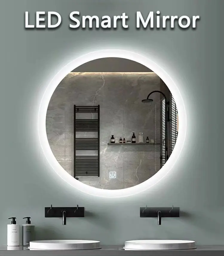 Touch Screen Smart Mirror Forbathroom Withled Lights Oval Toilet Fog