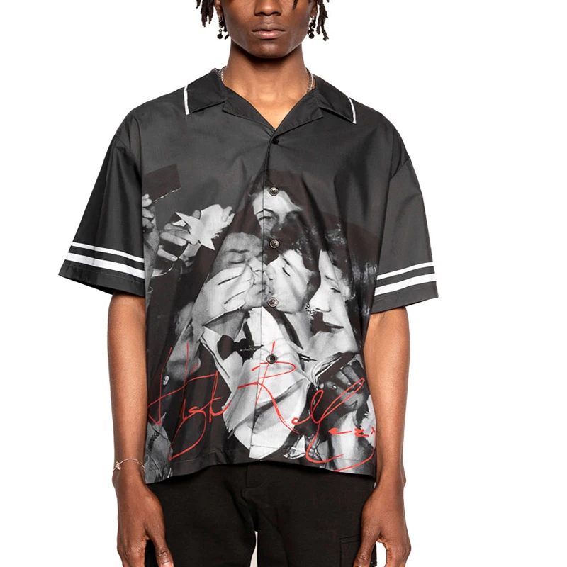 Мужские повседневные рубашки с коротким рукавом на пуговицах сублимационная рубашка принтом