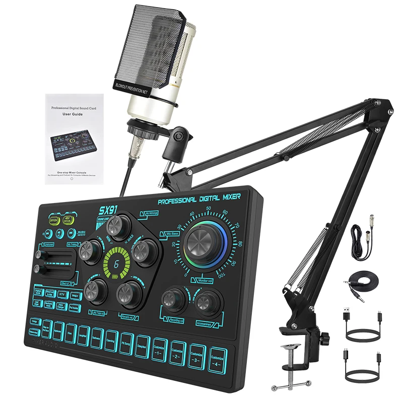 Recording Sound Card Mini Sound Mixer Board Portable Audio Mixer Voice Changer Sound Card Support Mobile Phone