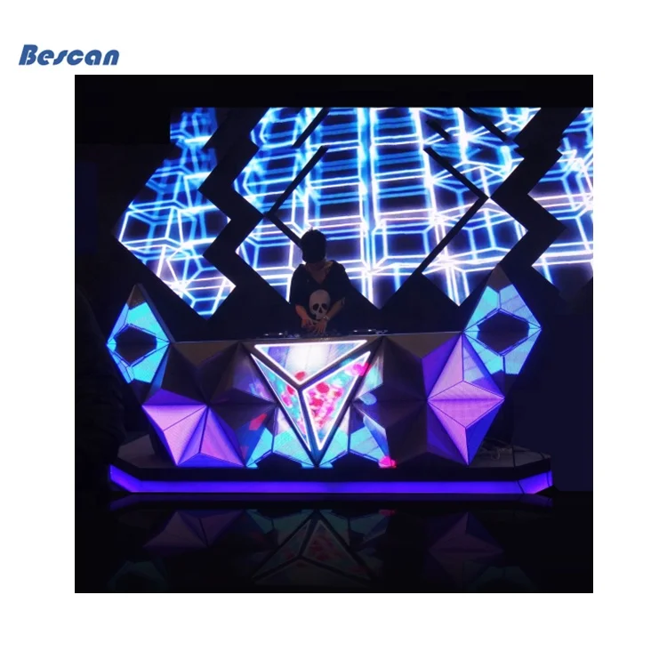 Customized Irregular Led DJ Booth Screen P4 P5 Indoor Led Display Panel Triangle Hexagon Modular Shaped for DJ bar