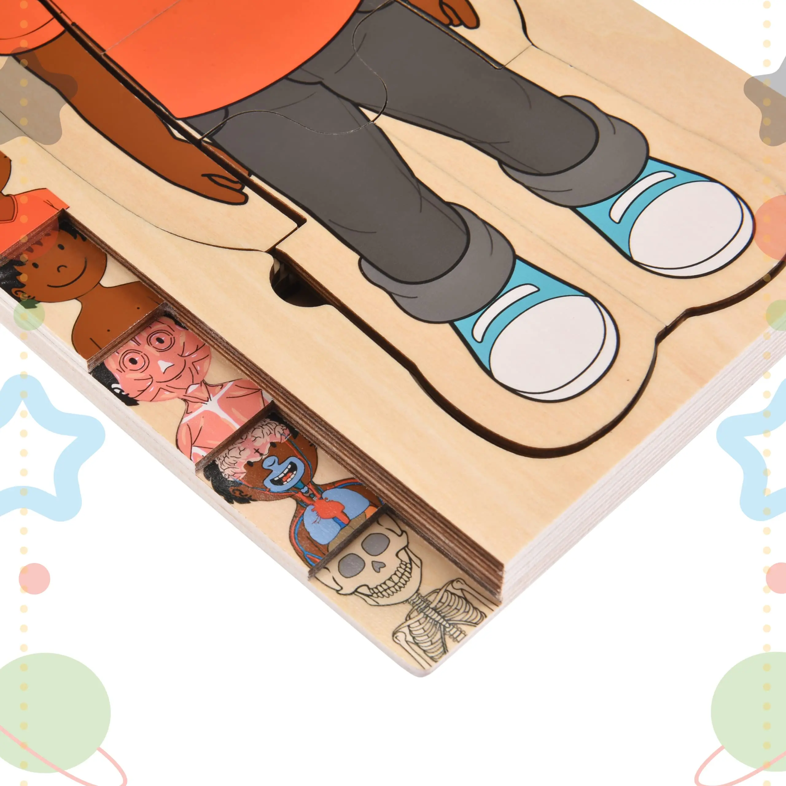 非裔美国男孩木制我的身体拼图,29件女孩解剖拼图游戏套装,幼儿解剖