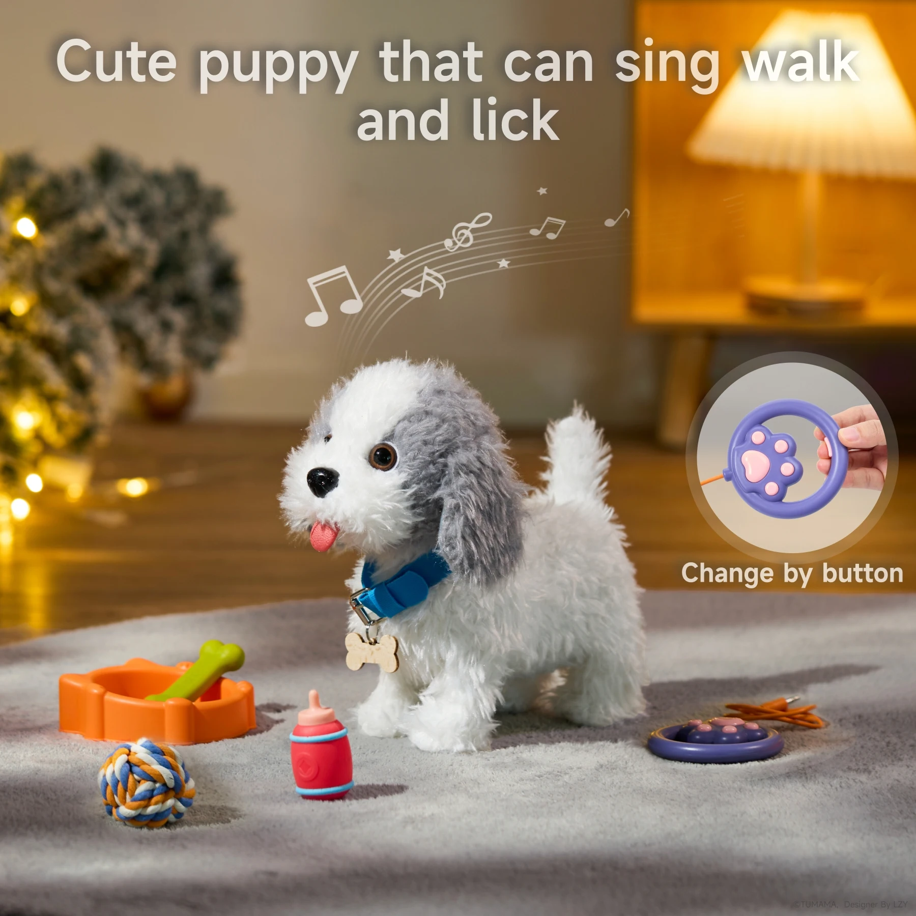 TUMAMA Peluche Chien Qui Parle Danse et Répète, Interactif Jouet