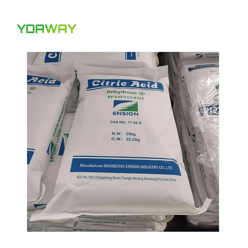 YDAWAY Food Additives Acidity Regulators Citric Acid Powder 25kg Citric Acid Food Grade Monohydrate Anhydrous