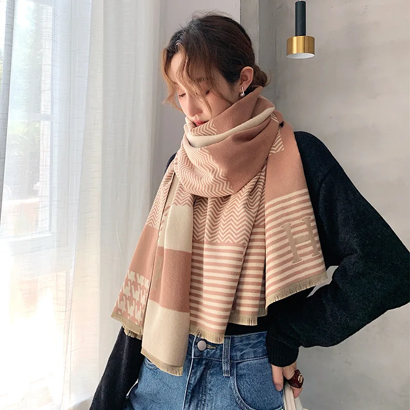 Wholesale Fashion Long Shawl Letters Jacquard Imitation Pashmina Scarf  Winter Warm Tassel Large Scarves Soft Luxurious Cashmere Scarf From  m.