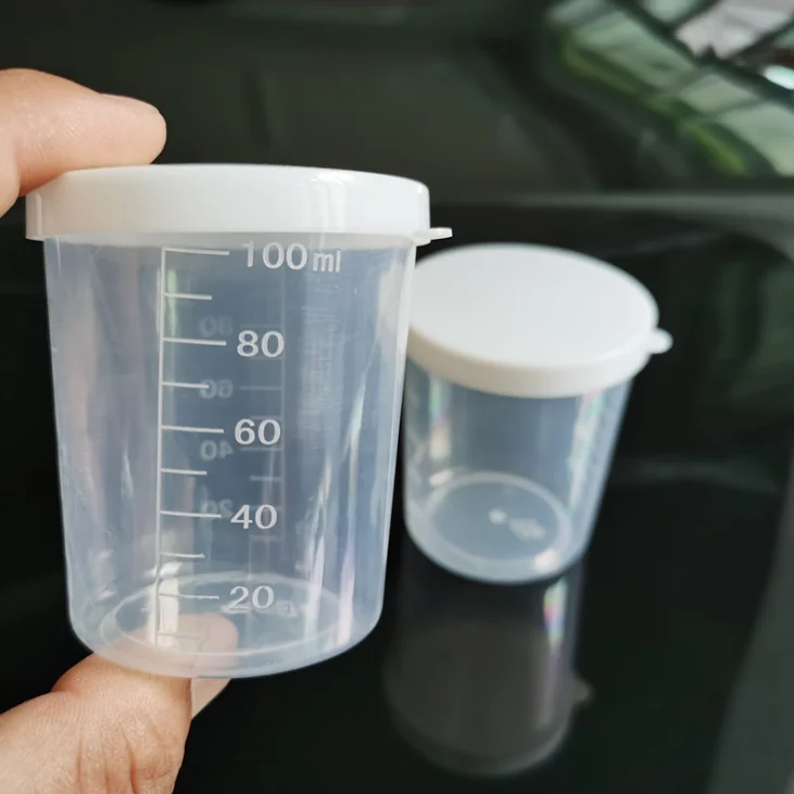 100ml Plastic pp Measuring Cup with Lid, Graduate Plastic Oral Solution  Cup, Oral Liquid Cap