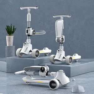 Scooter 3 En 1 Kids Scooter 3 Wheel Pu Kids Led Scooter for Kids Boys and Girl With Seat Music Bluetooth Rear Wheel Brake