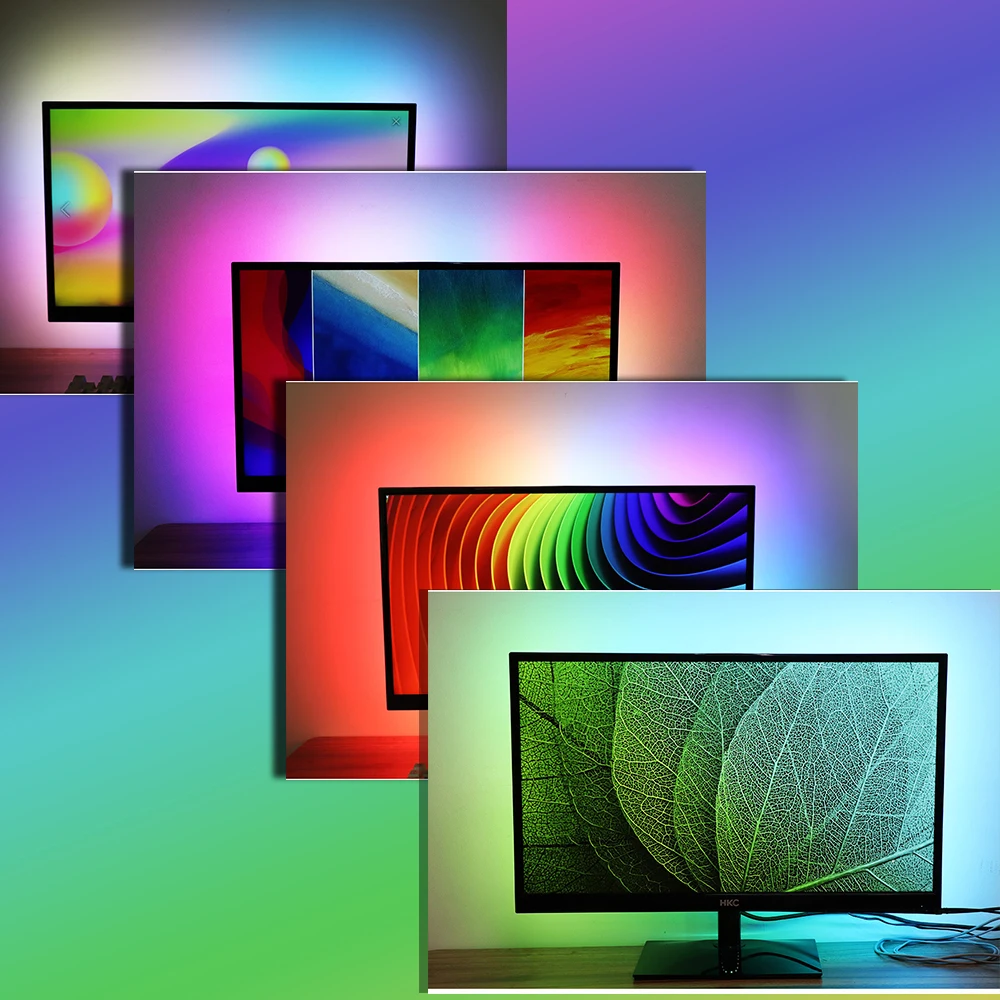 Dreaming Color Smart USB Full Set Led Adhesive Tape HDTV Computer Screen Color Sync DIY Back Light Ambient Strip Kit