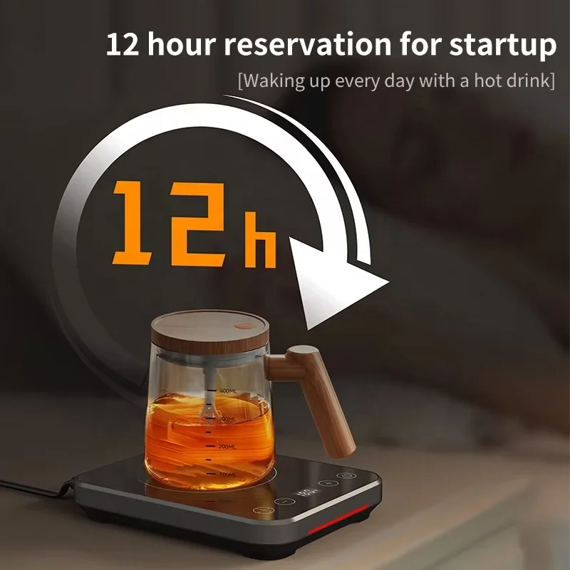 ブラック スマートカップヒーターパッド 調節可能なサーモスタット式飲料ウォーマー タイマー・温度表示付き 3