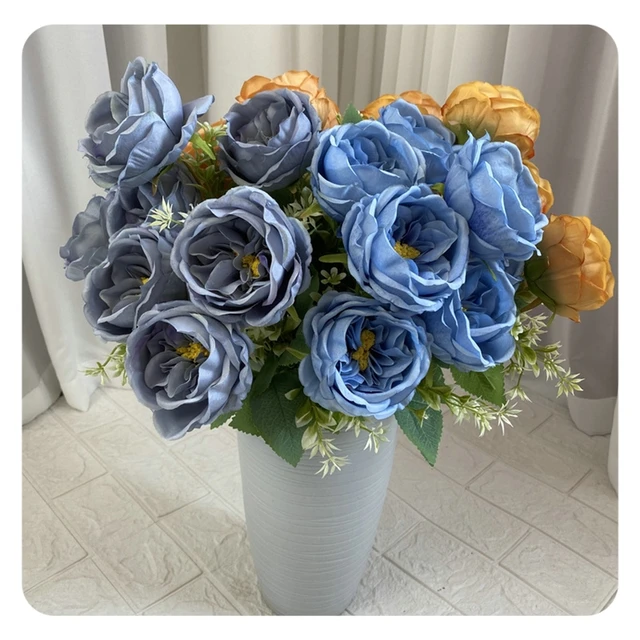 2024 New Faux Austin Roses Stems Artificial Flowers Roses Bunch 7 Heads Silk Rose Bouquet for Wedding Home Table DIY Decoration