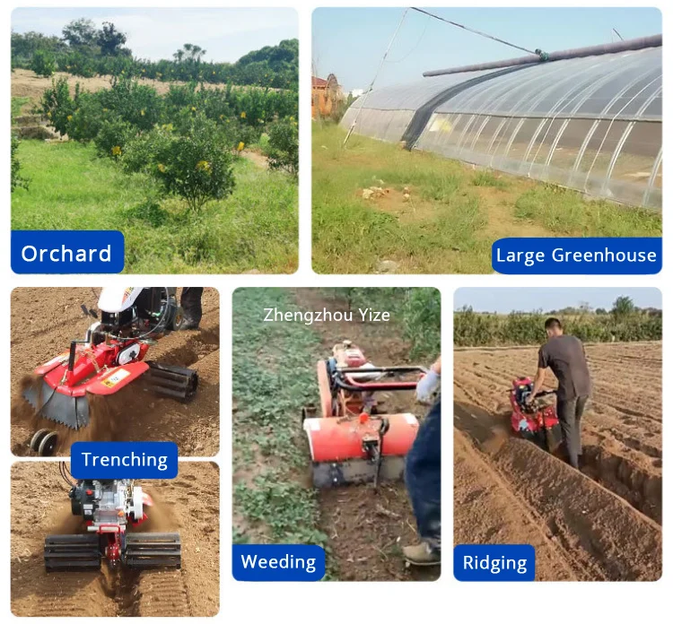 Two Wheel Mini Walking 7Hp Diesel Gasoline Rotary Tillage Weeder Hand Tractor Land Cultivation Power Tiller Machine for Farm