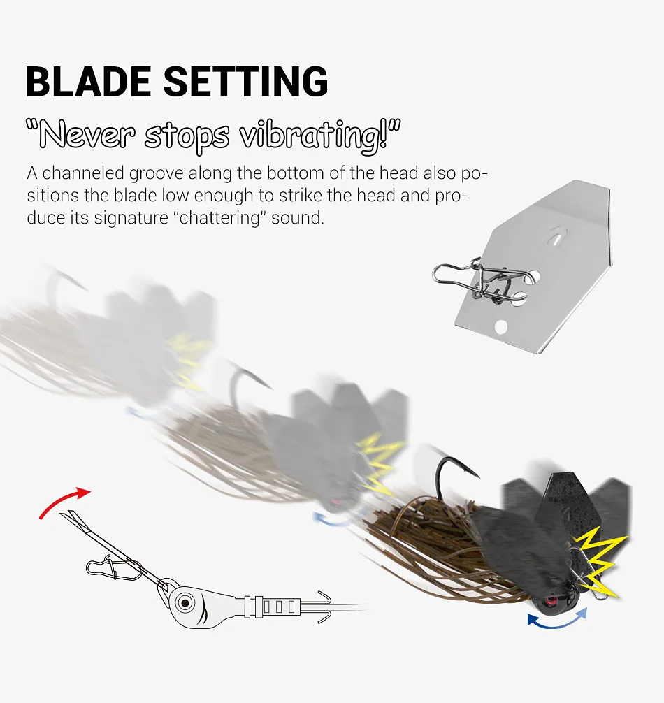 Noeby Chatterbait Lure 10.5g Bladed Lead Jig Head Buzz Bait Fish