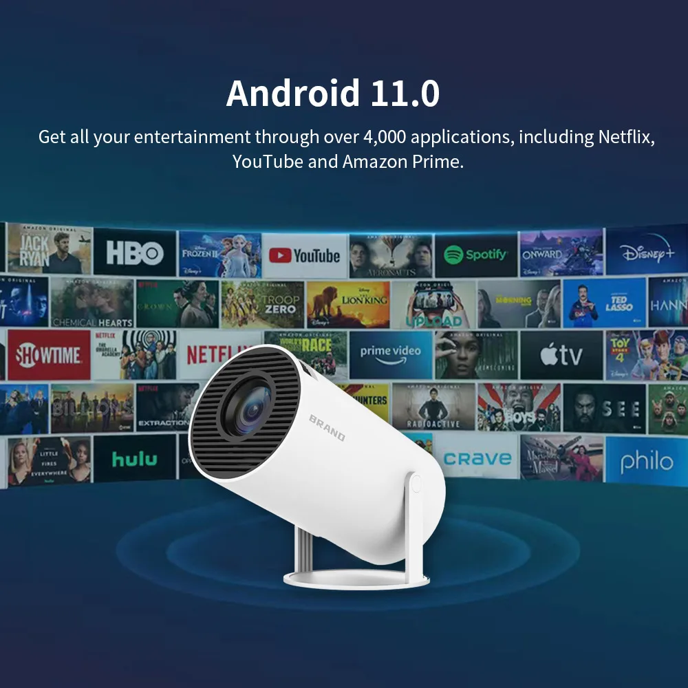 最も安価なHY300プロジェクターサポート4K Android 180度回転2.4