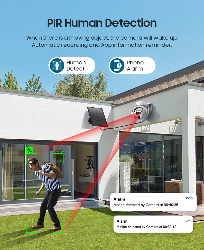 Ubox App 6mp 12x Zoom Dual Lens Wifi 4G Solar Camera Colorful Night Vision Motion Detection 4G Wireless Solar Security Camera