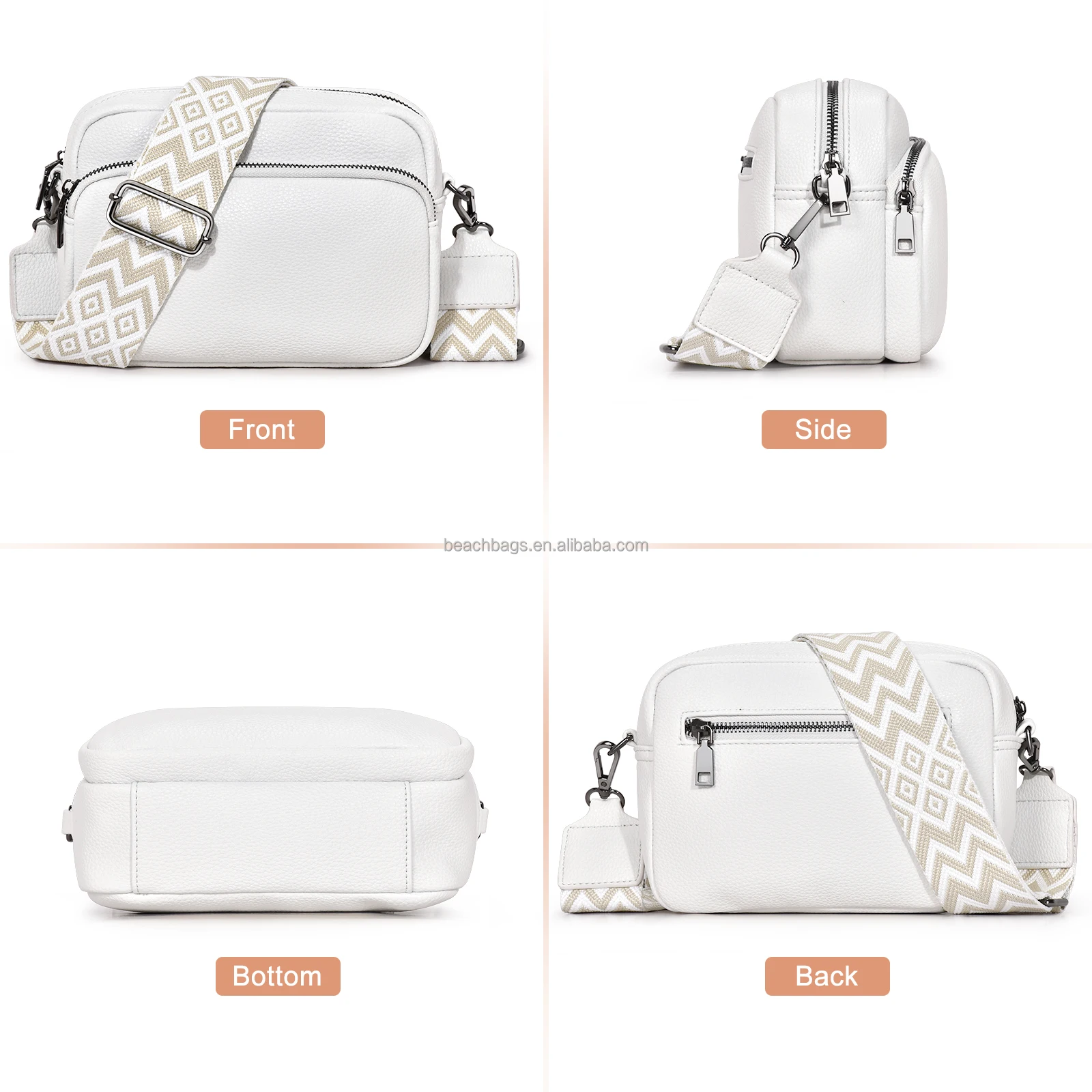 Custom Trending Smooth Zipper UV Leather Sac Main Femme Women's BagsRemovable Shoulder Strap Crossbody Cartera De Mujer Handbags