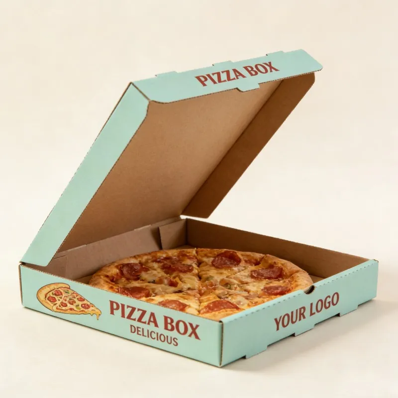 Biologies afbreekbare, omgewingsvriendelike, voubare pizzabakse van gegolfte kraftpapier vir koekies- en voordelingsverpakking