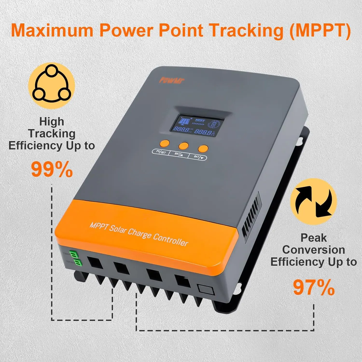 PowMr 60A MPPTソーラーチャージコントローラー 12V/24V/36V/48V 自動