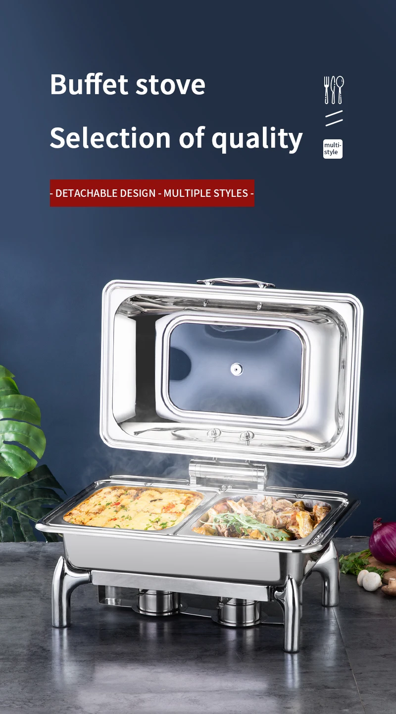 Luxury Insulated Food Warmers Stainless Steel Hotel Chaffers Chafing