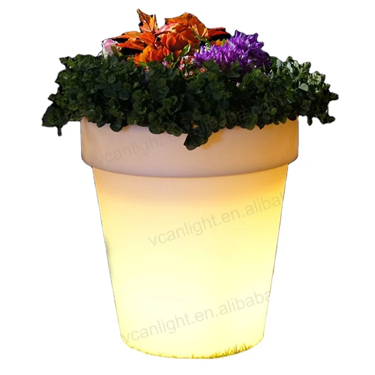 Rechargeable Large big middle small size outdoor furniture led flowerpot with light for floor