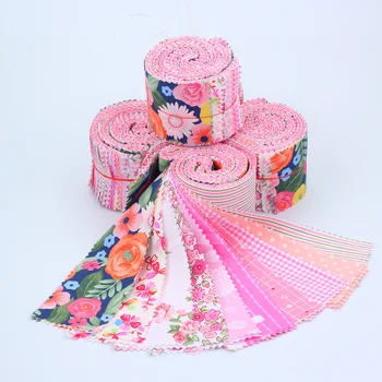 100% Cotton Pre-Cut Jelly Rolls Strips Fabric for Quilting in Vivid Colors with Different Patterns 6*100CM