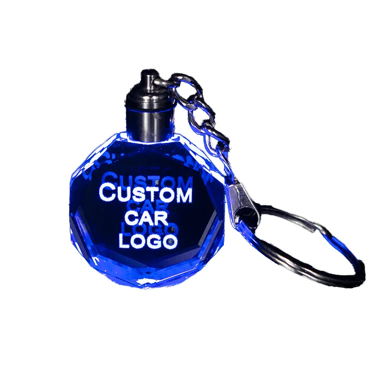 Wholesale K9 Blank Crystal Keychains Custom Laser Engraving Car Logo Big 3d Crystal Keychain with LED Light for Giveaways
