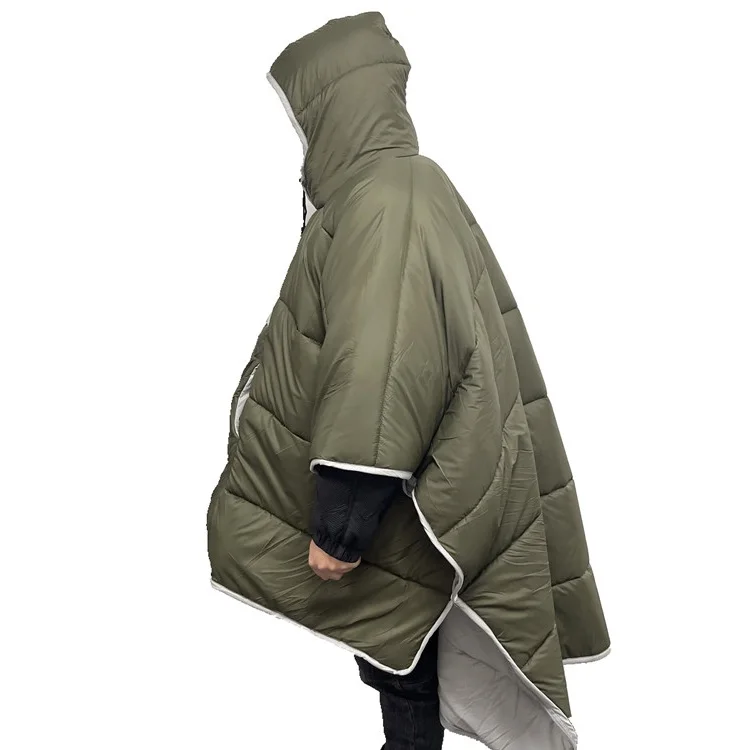 Windproof Sleeping Bag Cloak Poncho Wearable Hoodie Poncho Coat Blanket