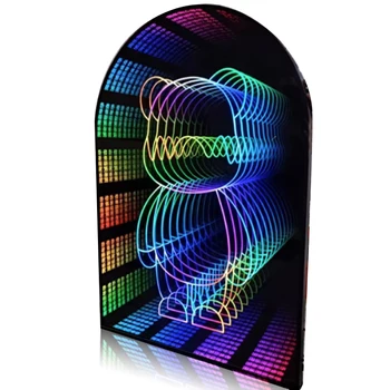 Customized RGB  Neon Lights Thousand Layer Mirror Luminous World Signboard Light Box Background Wall Advertising Magic