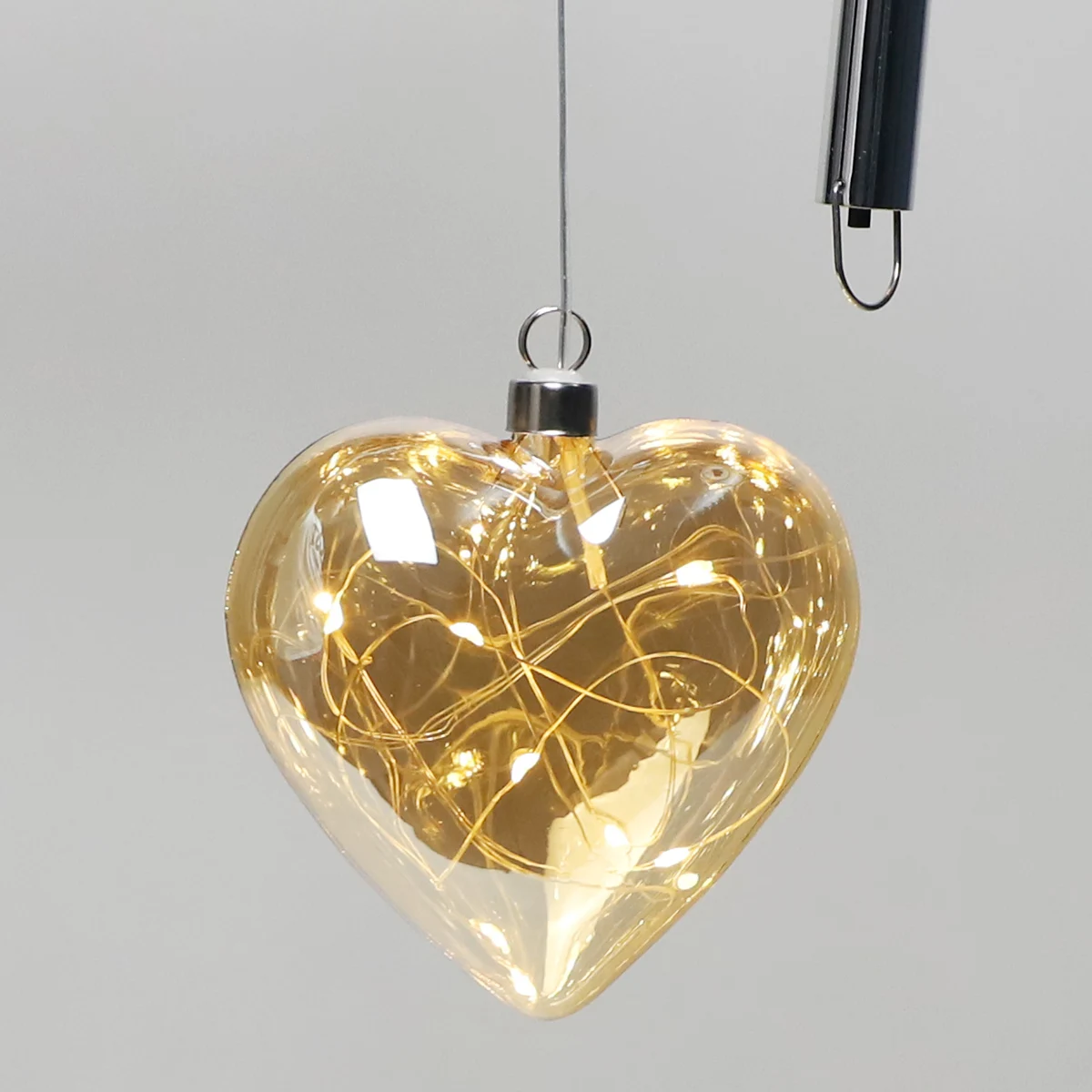 Christmas Home Decoration Heart Shape Glass Lighting Hanging Ball For Sale