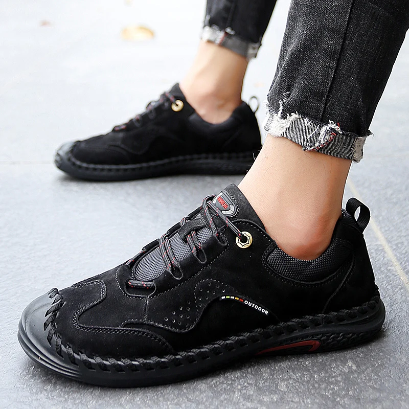 Men's Loafers Luxury Handmade Genuine Leather Casual Shoes Slip-on Men's Flats Moccasins Walking Style Driving Shoes Male