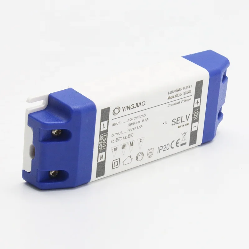 
YingJiao Factpry Led Constant Voltage Driver 12V 1.5A Power Supply Led Strip IP20 18W 24V Transformer with CE ROHS 