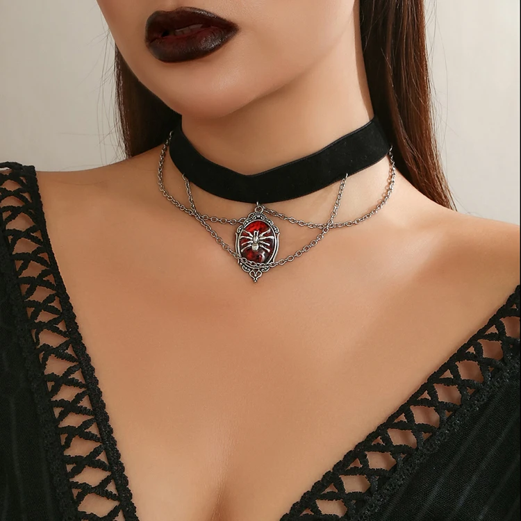 Collana Gotica Punk Con Croce E Nappe – Perle Nere, Regolabile, Perfetta Per Halloween E Stile Dark