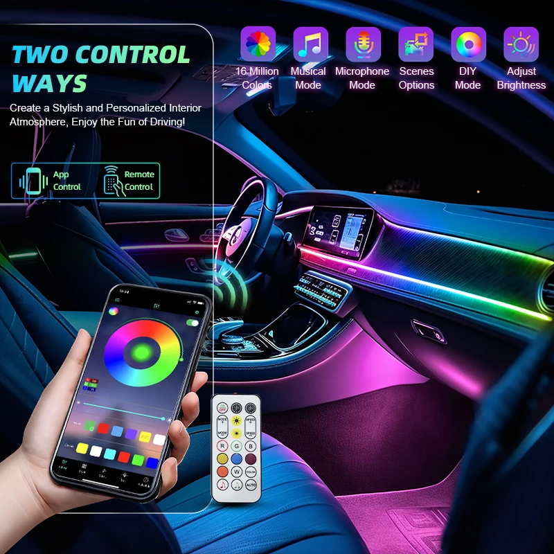 Universal 12v Leds Bluetooth Music Ambient Lighting Car Lights Interior