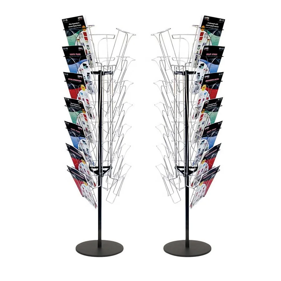 Floor Spinning Standing Magazine Promotional Book Brochure Display Rack Stand Metal Rotating Book Shelf