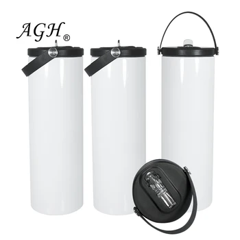 USA Warehouse 20oz Straight Tumbler Stainless Steel Sublimation Blanks Tumbler with Black Handle Lid