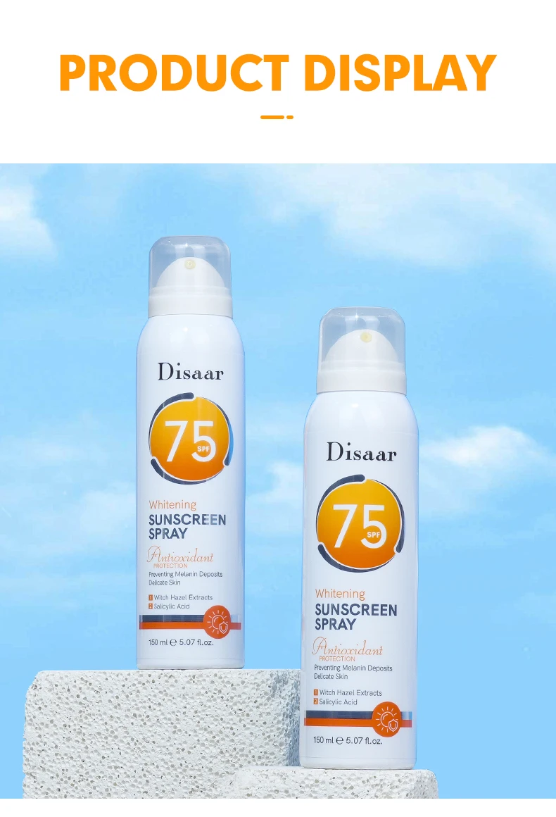Salicylic Acid Uv Sunscreen Spray Spf 75 Sun Protection Moisturizer Oil Control Skin Glowing Sunscreen Face Mist Spray