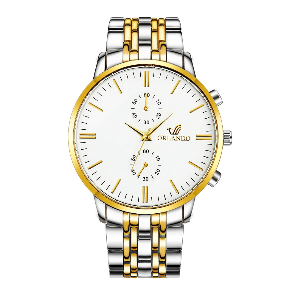 Men Watches Quartz Business Male Cheap Watch with Metal Stainless Steel  Band Orlando Luxury Silver Gold Male Wristwatch Clock